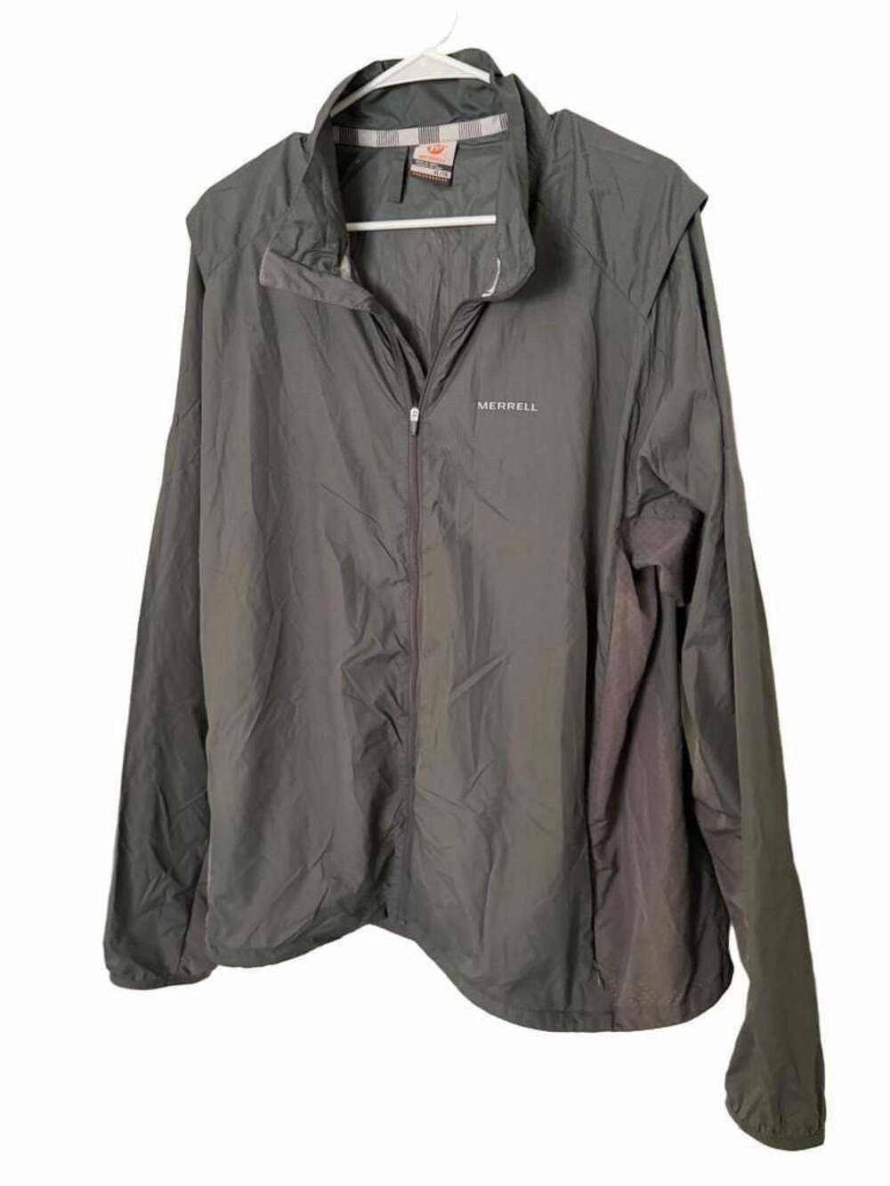 Merrell Men's Gray Full Zip Lightweight Hiking Windbreaker Jacket XL